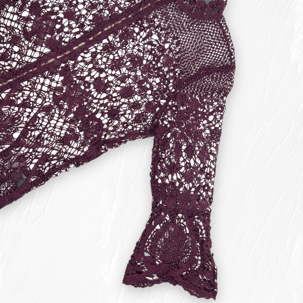 Bold Elements Lace Blouse Exposed Back Zipper 3/4… - image 6